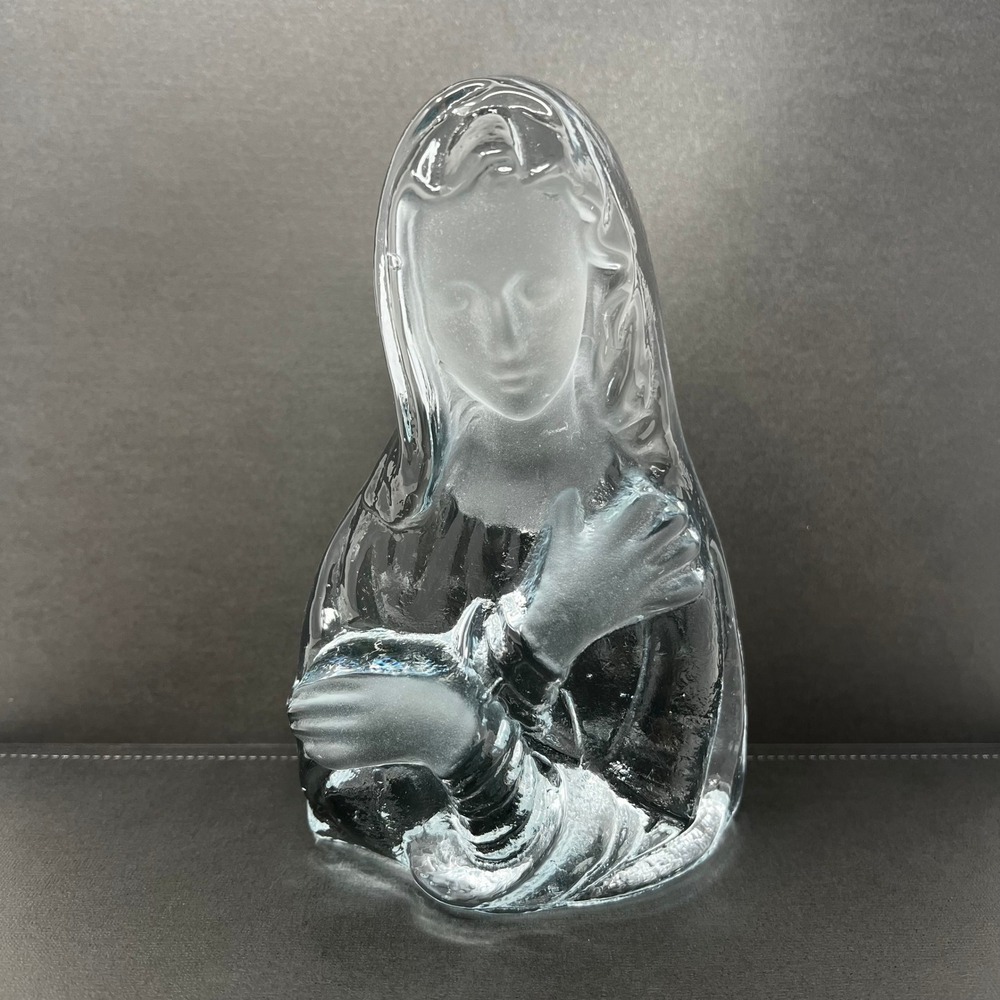 Vintage Viking Art Glass Madonna Virgin‎ Mary Figurine Religious Nativity Clear